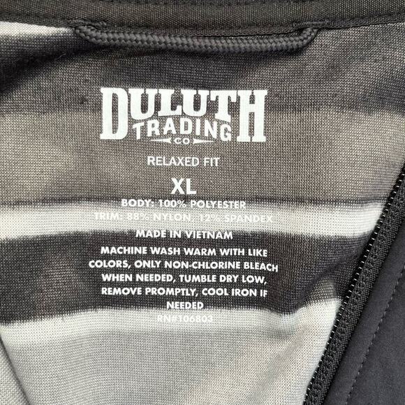 Duluth Trading Co Striped 1/4 Zip Fleece Pullover Sweater Black & Gray, Size XL - Picture 3 of 8
